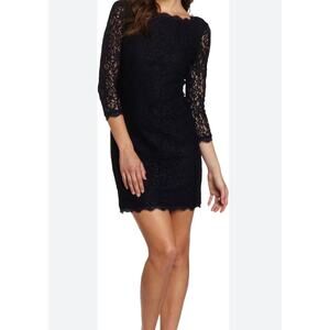 Type Z Lace Black Half Sleeve Open Back Pullover Mini Dress